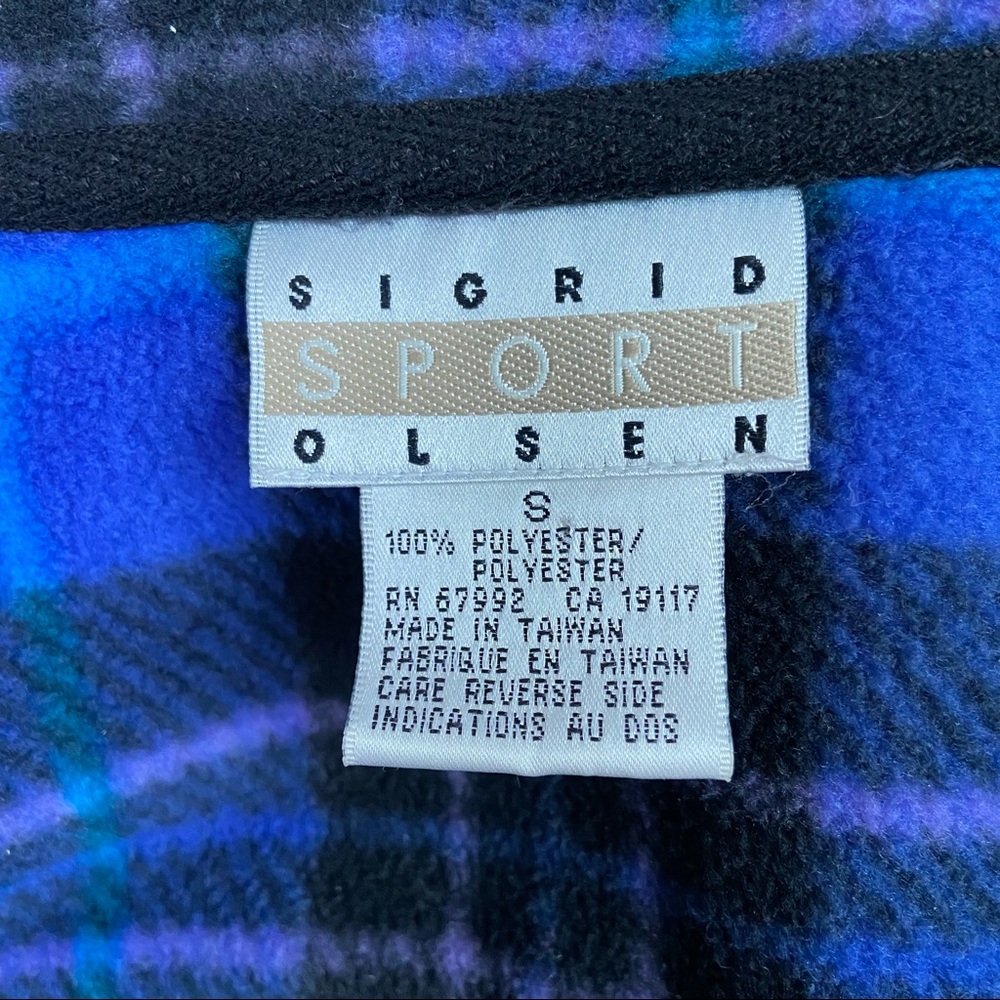 Vintage Sigrid Olsen Sport Gorpcore Fleece Plaid Pullover Jacket Size Small - Picture 14 of 14